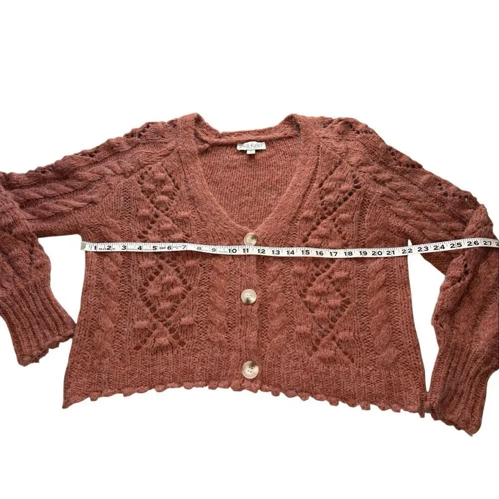 She + Sky mauve chunky knit v-neck cardigan - M